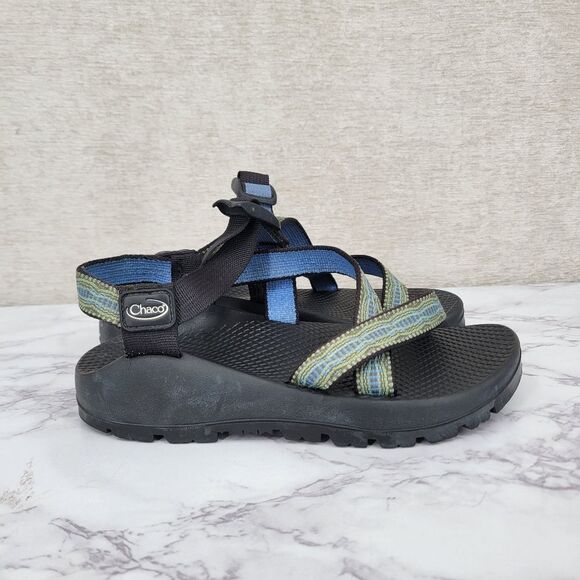 Chaco USA Z1  Women's Size 5 Black with Blue and Green Straps Hiking Sandals - Picture 1 of 11
